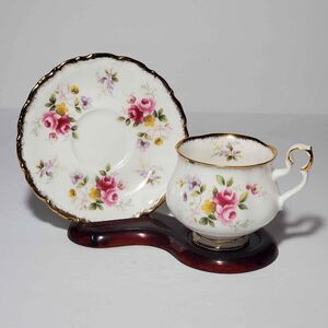 Royal Albert Demitasse (Small) Teacup and Saucer Tenderness Pink Flowers
